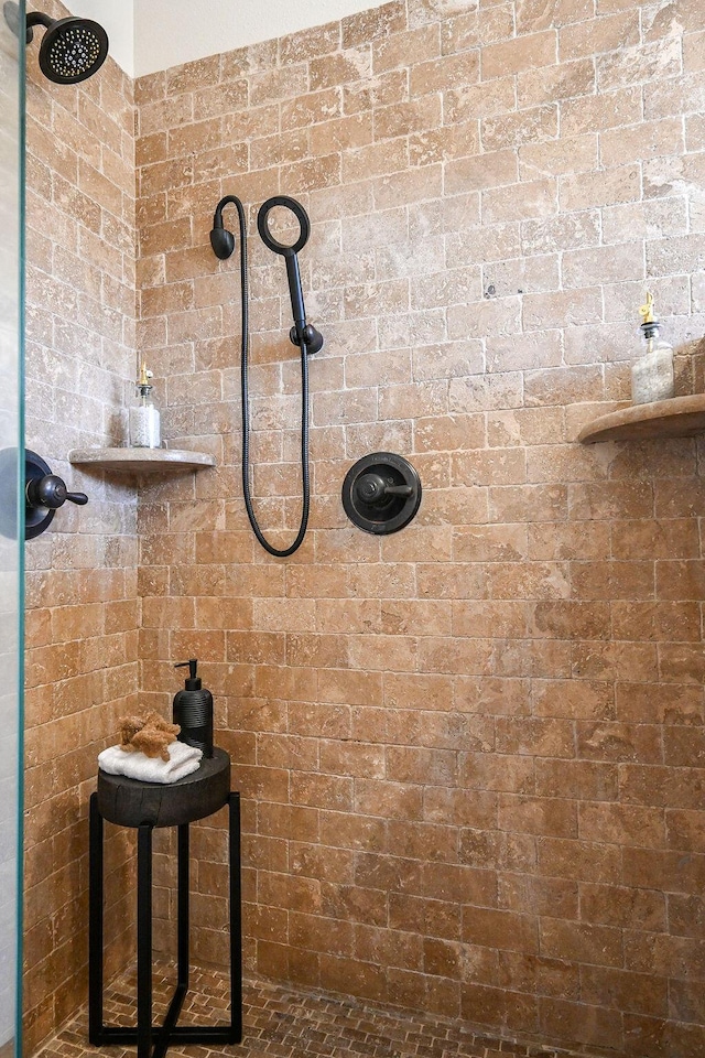 interior details with tiled shower