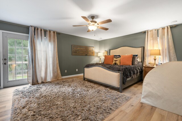 364 Hidden Oaks Trl, Cleveland, TN 37312 - bedroom with access to outside, wood finished floors, and ceiling fan
