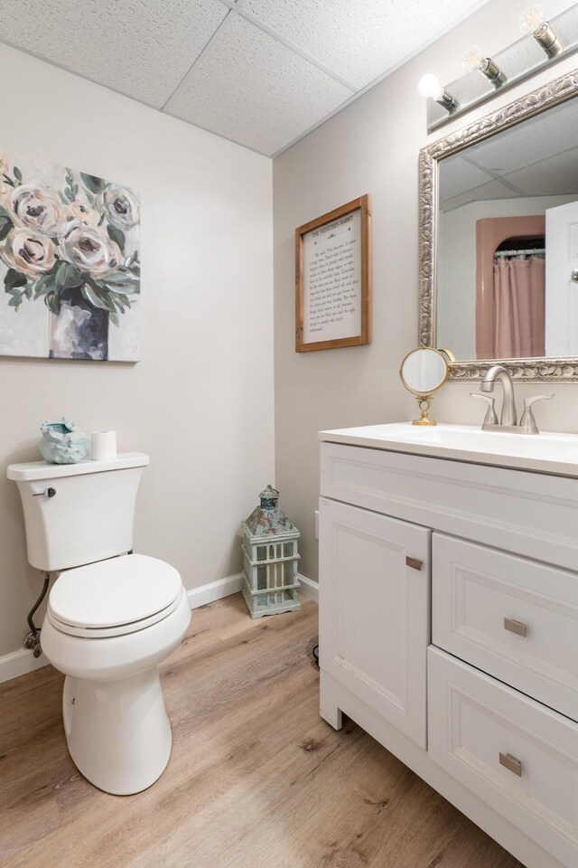 364 Hidden Oaks Trl, Cleveland, TN 37312 - bathroom featuring vanity, wood finished floors, and a drop ceiling