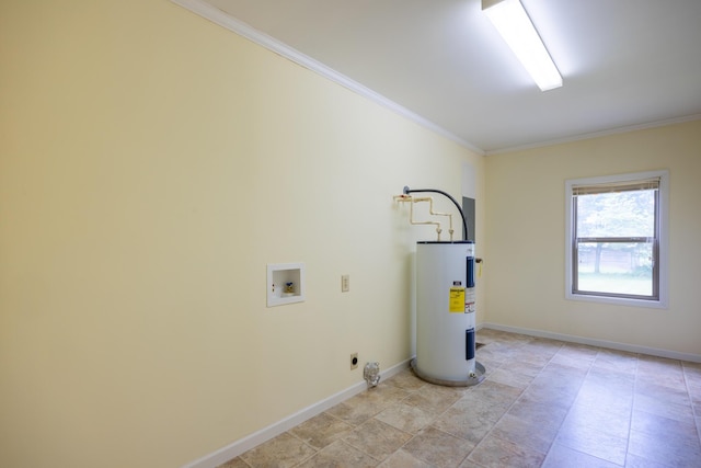 139 County Road 147, Riceville, TN 37370 - laundry room with laundry area, hookup for a washing machine, water heater, electric dryer hookup, and ornamental molding