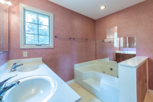 139 County Road 147, Riceville, TN 37370 - full bath with double vanity, baseboards, a sink, and a whirlpool tub