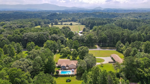 aerial view with a mountain view