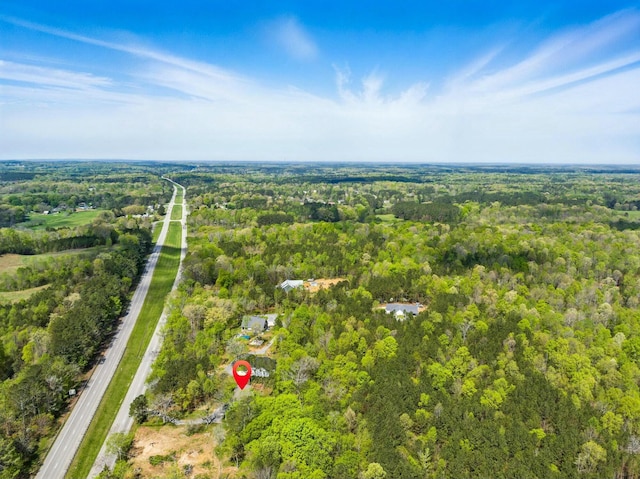 aerial view with a forest view