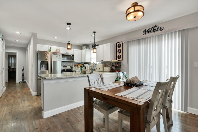 1042 Mccann Dr SE, Cleveland, TN 37311 - dining room with baseboards, recessed lighting, and dark wood-type flooring