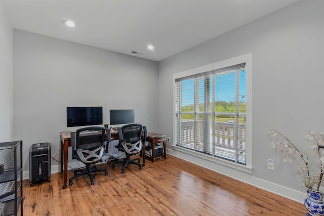 1786 Welcome Valley Rd, Benton, TN 37307 - office area featuring recessed lighting, wood finished floors, visible vents, and baseboards