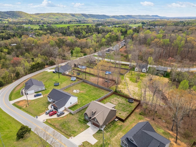 aerial view with a mountain view