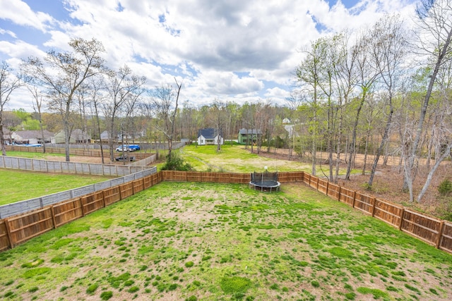 view of yard with a trampoline