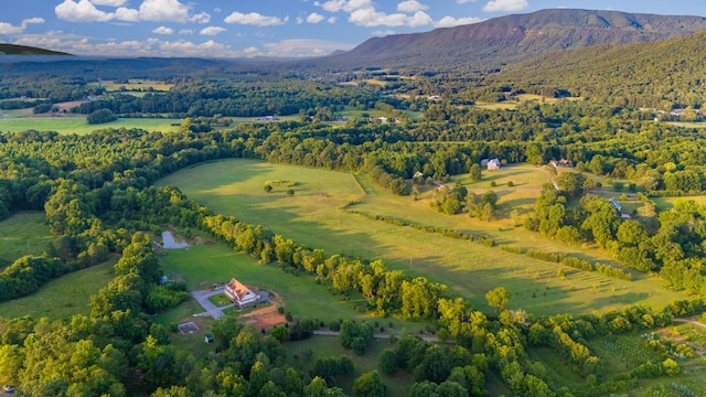 birds eye view of property with a mountain view