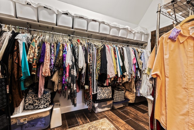 spacious closet featuring wood finish floors