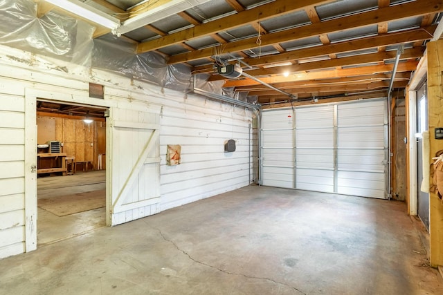 garage with a garage door opener