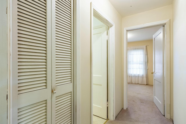 hallway with light carpet