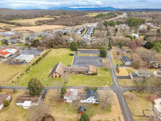 bird's eye view with a mountain view