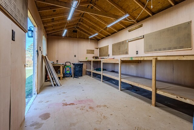 basement featuring a workshop area