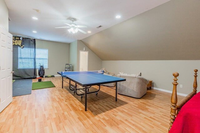2036 Hickory Valley Rd, Chattanooga, TN 37421 - playroom with golf simulator, baseboards, healthy amount of natural light, wood finished floors, and recessed lighting