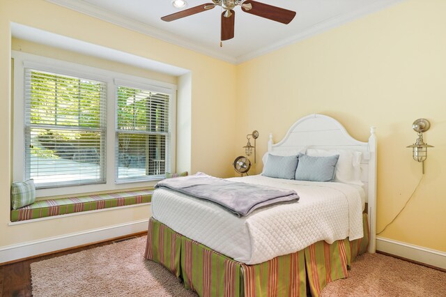 302 Key Cove Rd, Spring City, TN 37381 - bedroom with baseboards, visible vents, ornamental molding, and ceiling fan