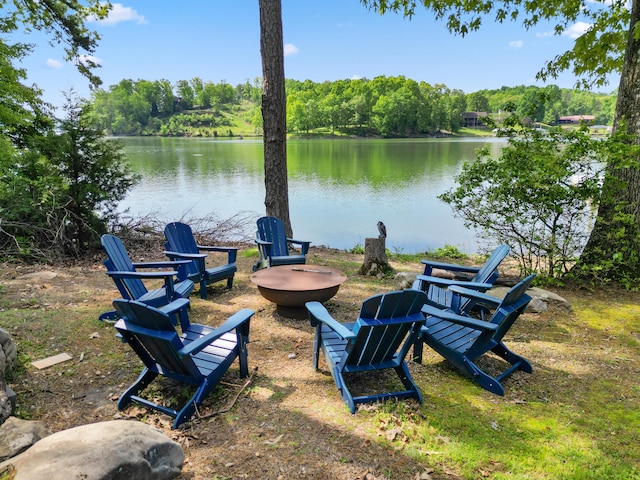 302 Key Cove Rd, Spring City, TN 37381 - view of yard featuring a water view and a fire pit