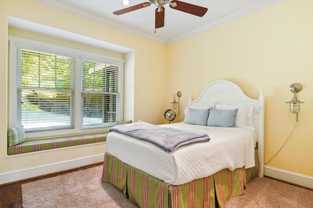 302 Key Cove Rd, Spring City, TN 37381 - bedroom with baseboards, a ceiling fan, crown molding, and visible vents