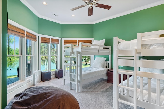 302 Key Cove Rd, Spring City, TN 37381 - bedroom with carpet floors, recessed lighting, crown molding, and visible vents