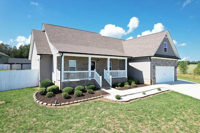 view of front of house featuring a front yard and a porch