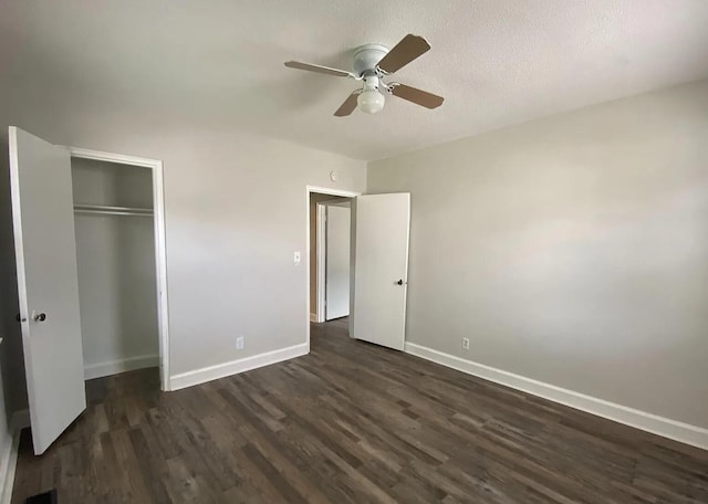 604 N Moore Rd, Chattanooga, TN 37411 - unfurnished bedroom with dark wood-type flooring, a closet, and a ceiling fan