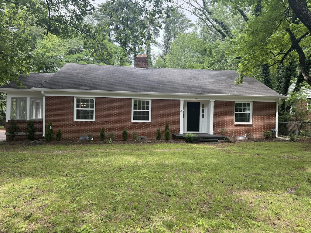 1839 Middle Tennessee Blvd, Murfreesboro, TN 37130 - ranch-style home featuring brick siding, a chimney, and a shingled roof