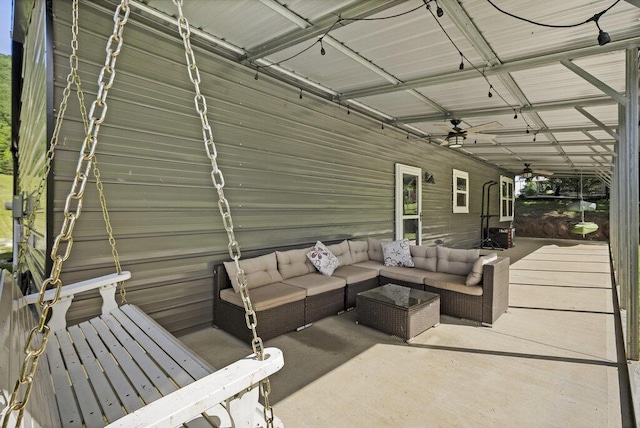1295 Ideal Valley Rd, Spring City, TN 37381 - view of patio / terrace with a ceiling fan and an outdoor hangout area
