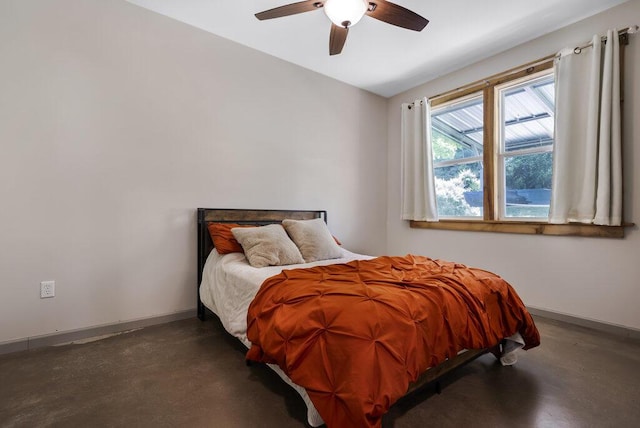 1295 Ideal Valley Rd, Spring City, TN 37381 - bedroom featuring concrete flooring, baseboards, and ceiling fan