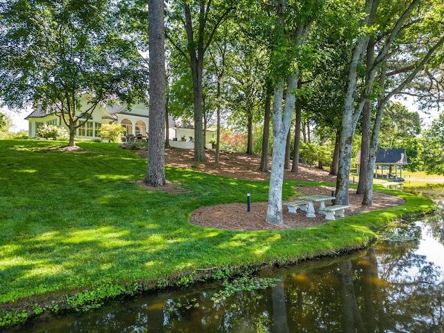 view of property's community featuring a lawn