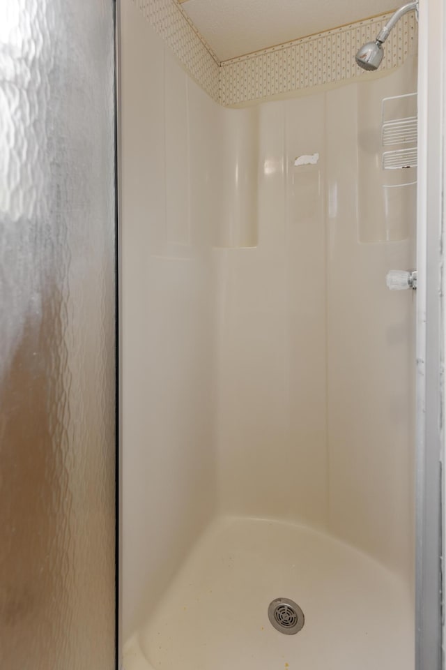 bathroom featuring a stall shower