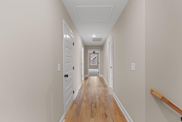 corridor featuring light wood-type flooring