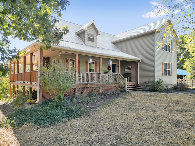 view of front of property featuring covered porch