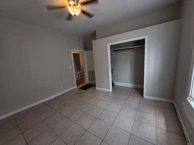 3817 Kirkland Ave, Chattanooga, TN 37410 - unfurnished bedroom featuring light tile patterned floors, a closet, and ceiling fan