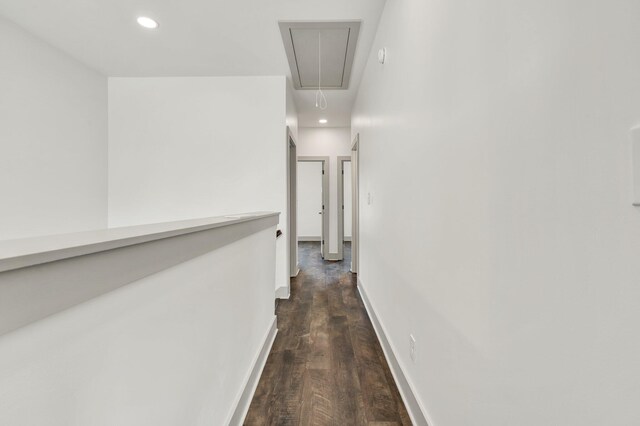 164 Mcnabb Dr, Cleveland, TN 37312 - hallway featuring dark wood-style floors, recessed lighting, attic access, and baseboards