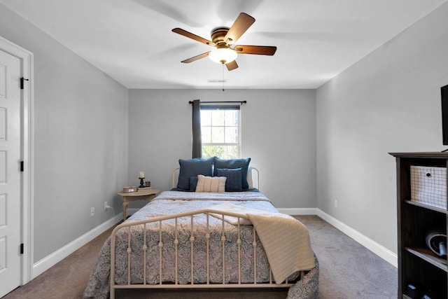 bedroom with visible vents, baseboards, and carpet floors