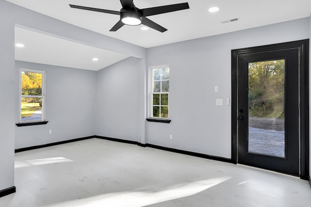 unfurnished room featuring ceiling fan