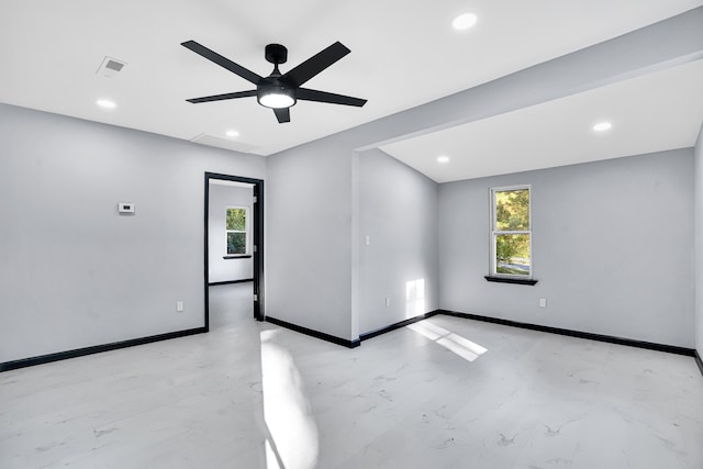 unfurnished room featuring ceiling fan