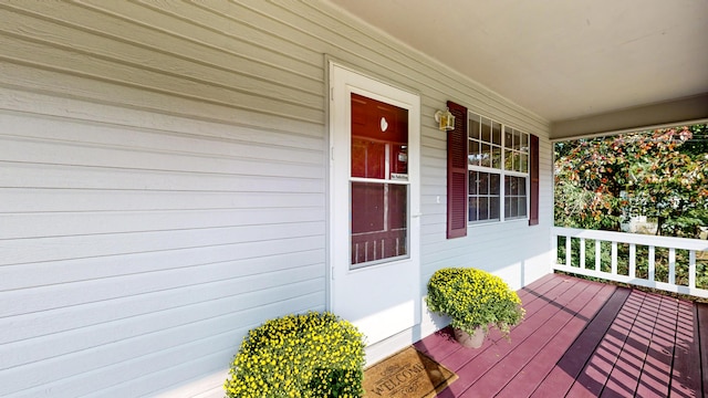 wooden terrace featuring a porch