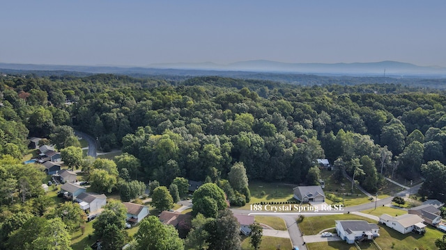 birds eye view of property featuring a mountain view