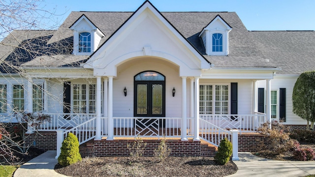 view of front facade with french doors