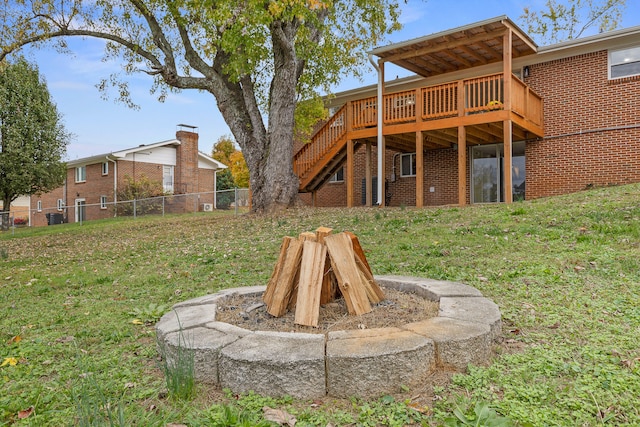 view of yard with a deck