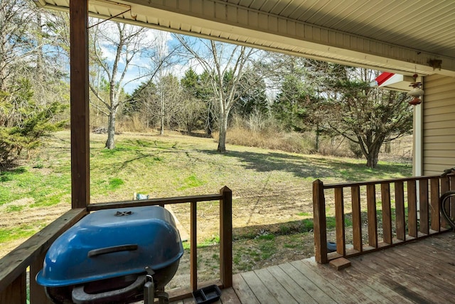 view of yard with a deck