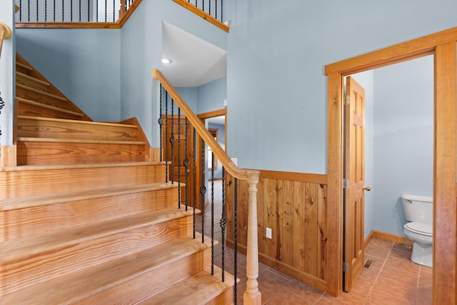 7105 Toestring Valley Rd, Spring City, TN 37381 - stairs with baseboards and tile patterned flooring