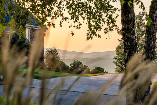 exterior space featuring a mountain view