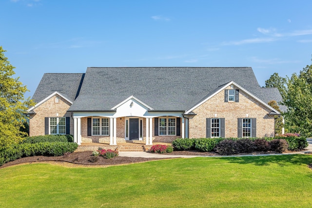 view of front of home with a front lawn