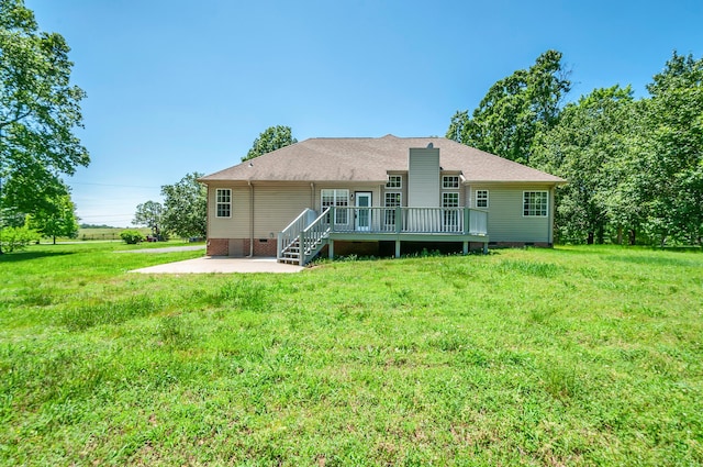1031 Laurel Hill Dr, Dickson, TN 37055 - rear view of house featuring crawl space, a patio area, a deck, and a lawn