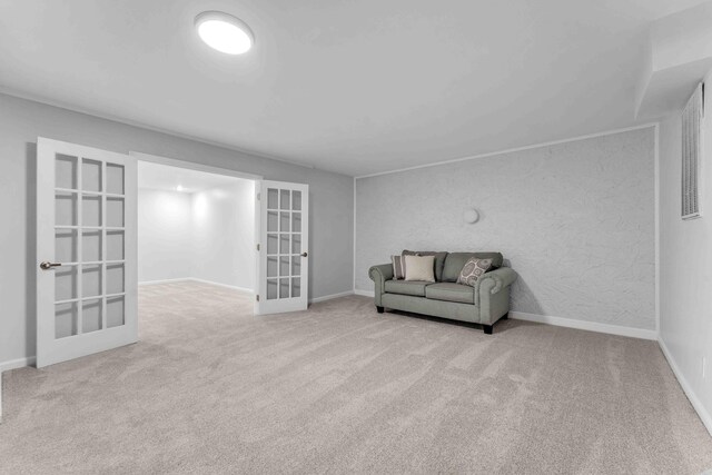 6833 Buck Trail Dr, Harrison, TN 37341 - living area with french doors, carpet, and baseboards