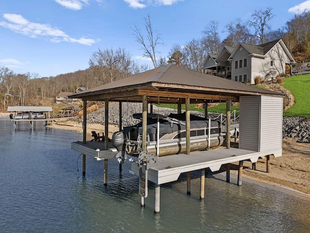 view of dock featuring a water view