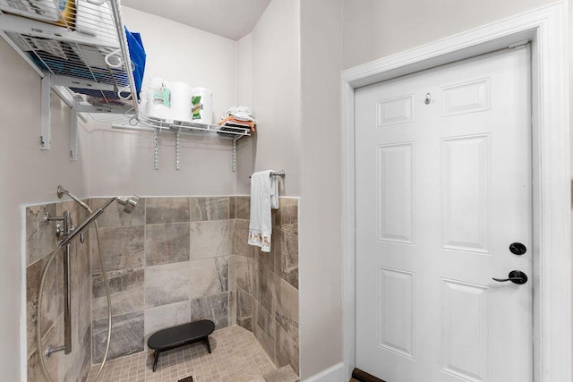 bathroom featuring a shower