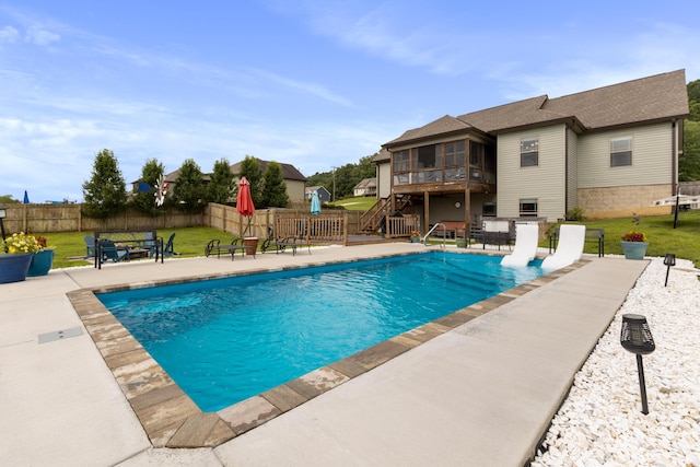 7083 Blue Springs Rd SE, Cleveland, TN 37311 - view of pool featuring a sunroom, a patio, and stairs