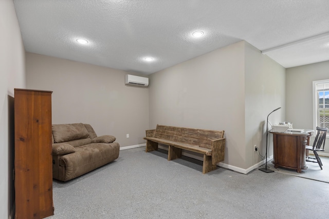 7083 Blue Springs Rd SE, Cleveland, TN 37311 - living area with a wall mounted air conditioner, a textured ceiling, and recessed lighting